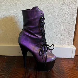 Iridescent Purple Pleasers High Heel Boots